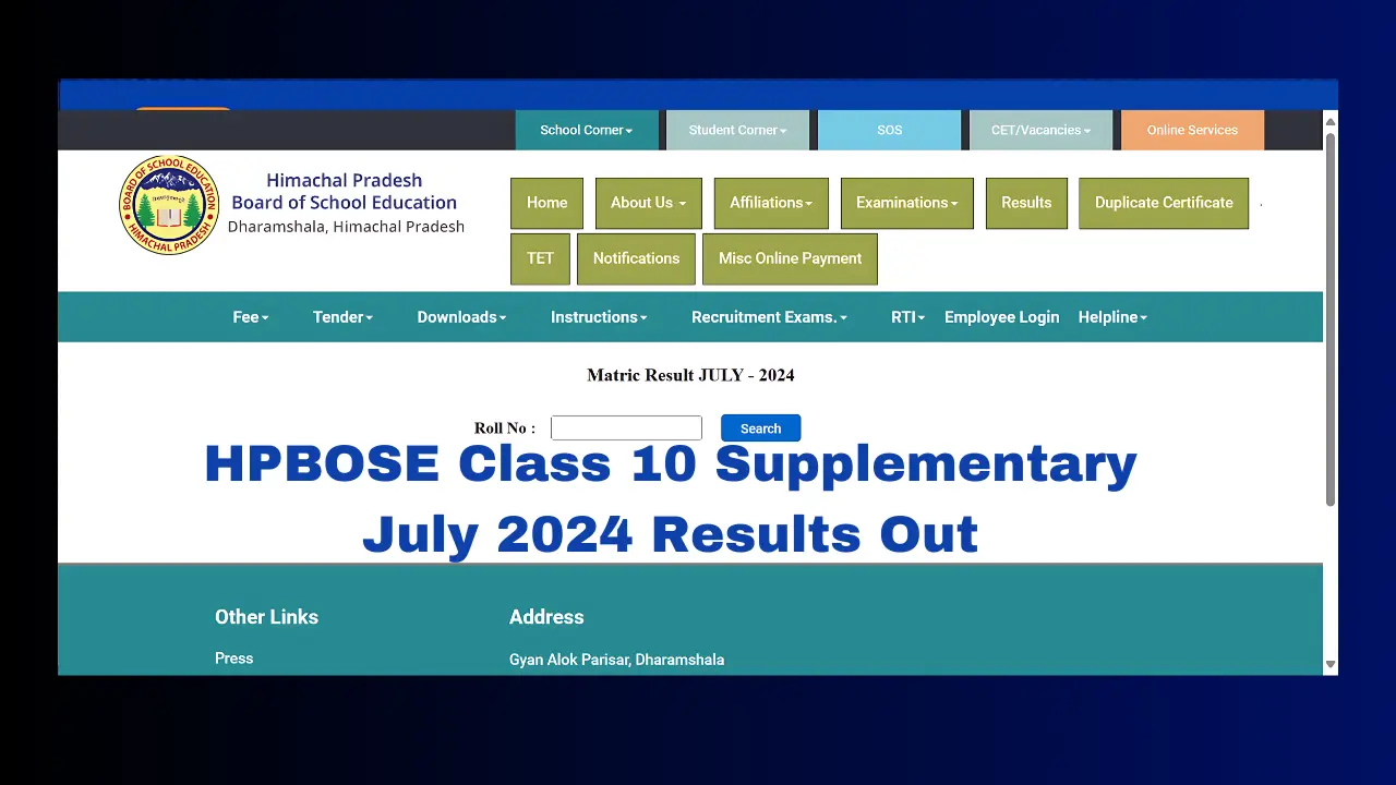 HPBOSE Class 10 Supplementary July 2024 Results Out Direct Link to Check Here