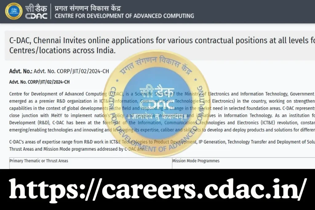 C-DAC Chennai’s 2024 Recruitment for Multiple Roles – Apply Before August 16!