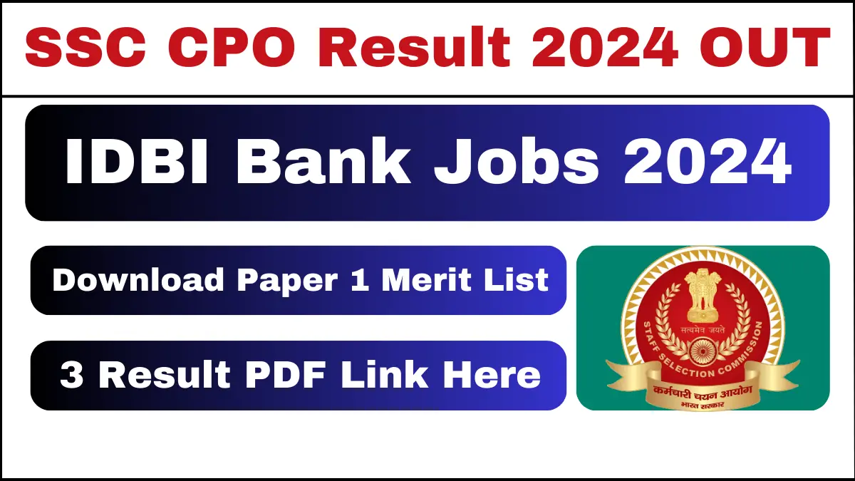 SSC CPO Result 2024 OUT Check SSC CPO 2024 Results at ssc.gov.in