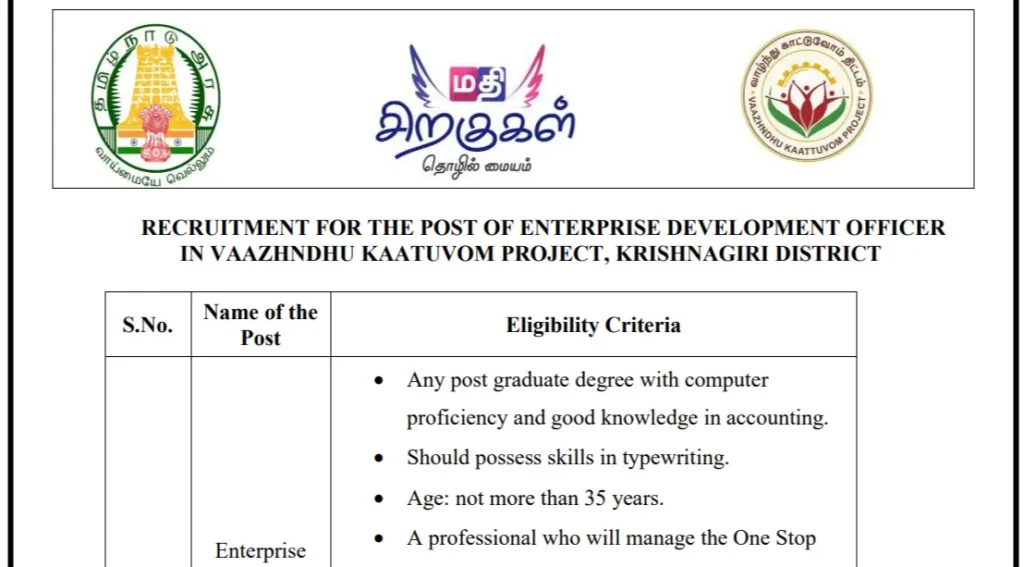 Apply Now for Enterprise Development Officer Position in Krishnagiri 2024