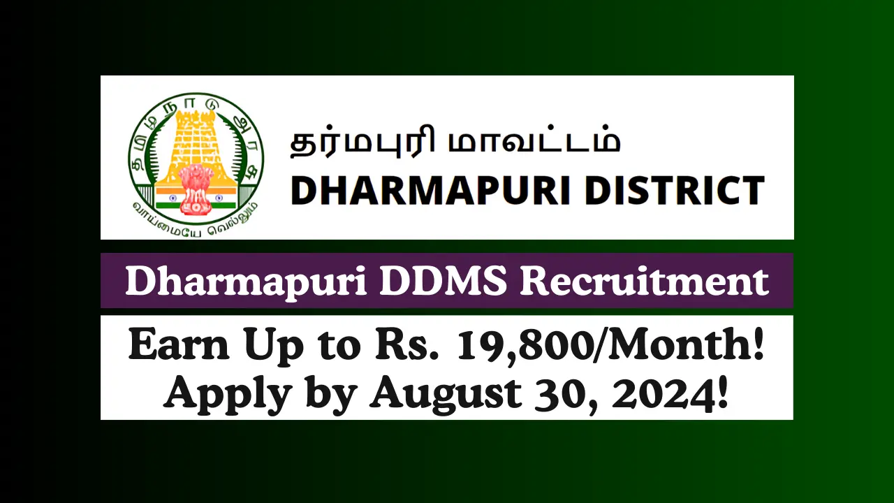 Dharmapuri DDMS Recruitment 2024 Apply for STLS Lab Technician TB Health Visitor Positions – Earn Up to Rs. 19800Month Apply by August 30 2024