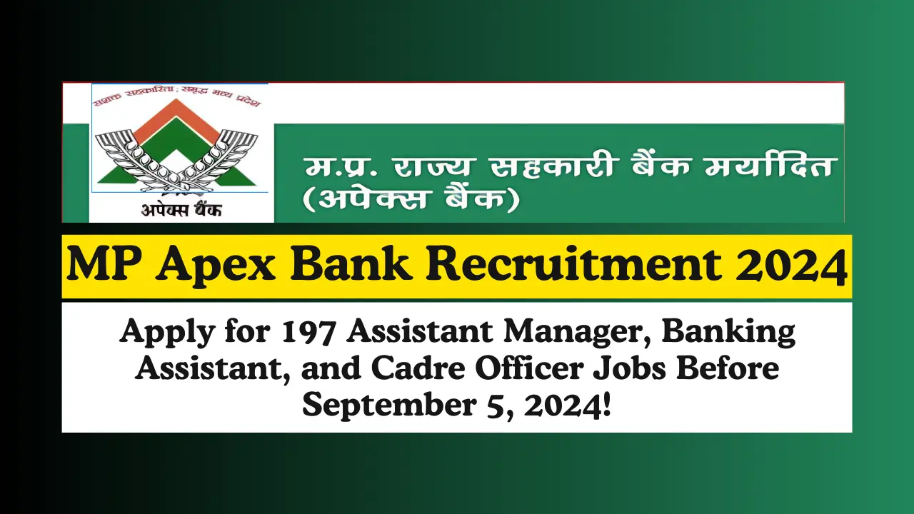 MP Apex Bank Recruitment 2024 197 Posts – Apply Now Before September 5, 2024