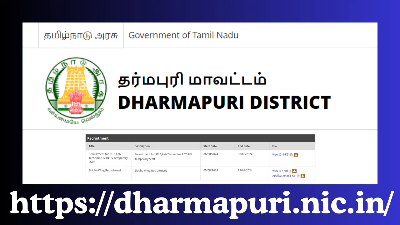 NTEP Dharmapuri Recruitment 2024 Dharmapuri TB Program Opens Recruitment for High-Salary Posts