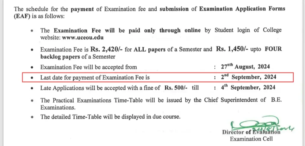 OU B.E. III-Semester (WP) Supplementary Examinations September 2024 - Final Deadline Tomorrow