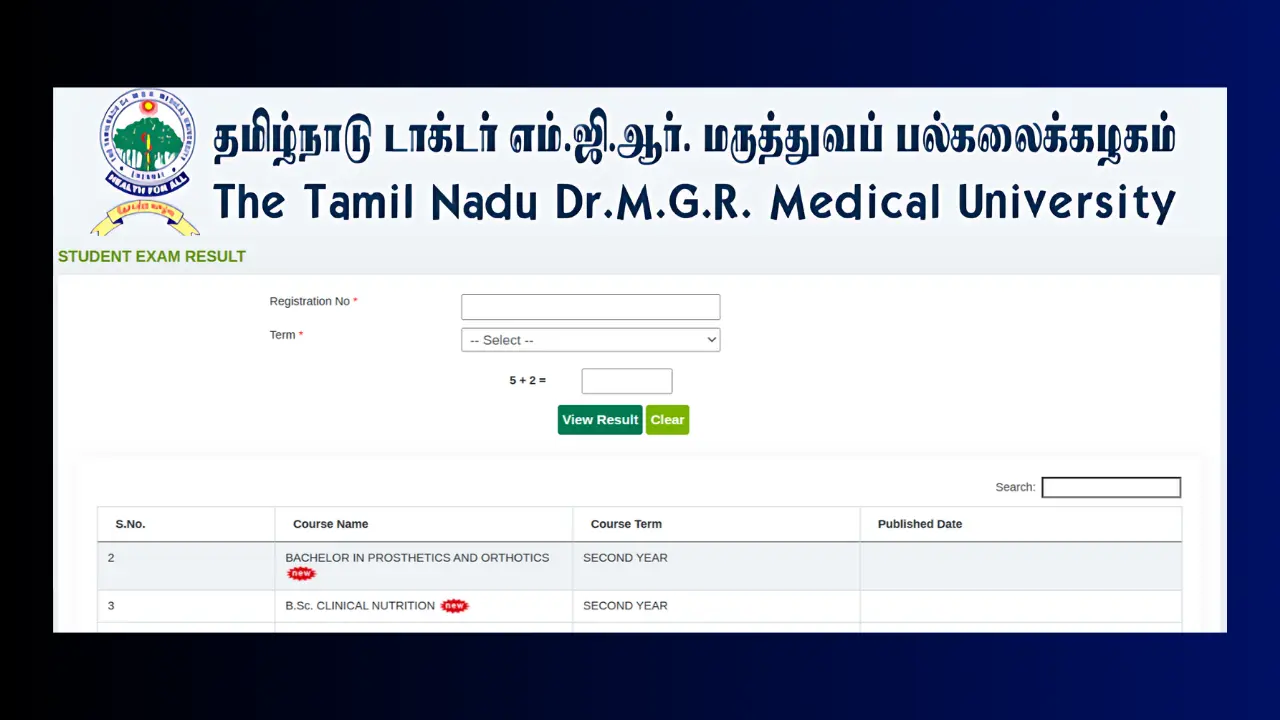 Tamil Nadu Dr. M.G.R. Medical University Releases Results for 2024