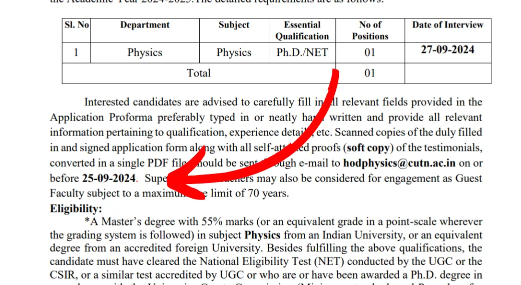 CUTN Guest Faculty Recruitment 2024 Last Date to Apply is Tomorrow, September 25, 2024