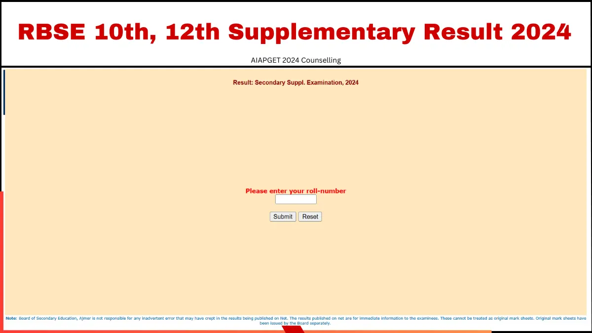 Check RBSE 10th and 12th Supplementary Results 2024