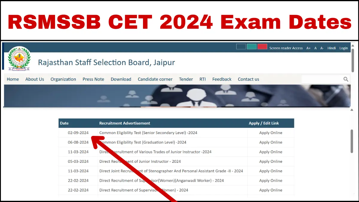 RSMSSB CET 2024 Exam Dates Announced - Direct Exam Schedule PDF Here