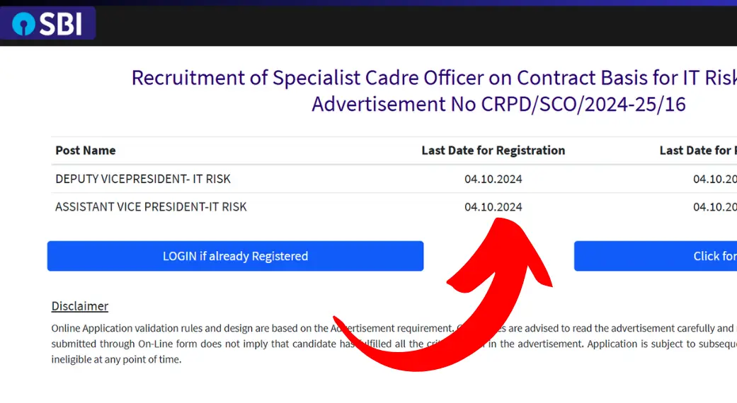 SBI Specialist Cadre Officer Recruitment 2024 Last Few Days to Apply – Application Closes on 04.10.2024