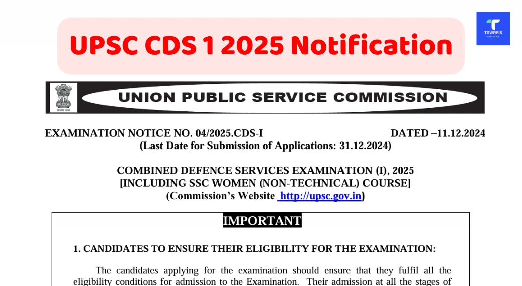 UPSC CDS 1 2025 Notification