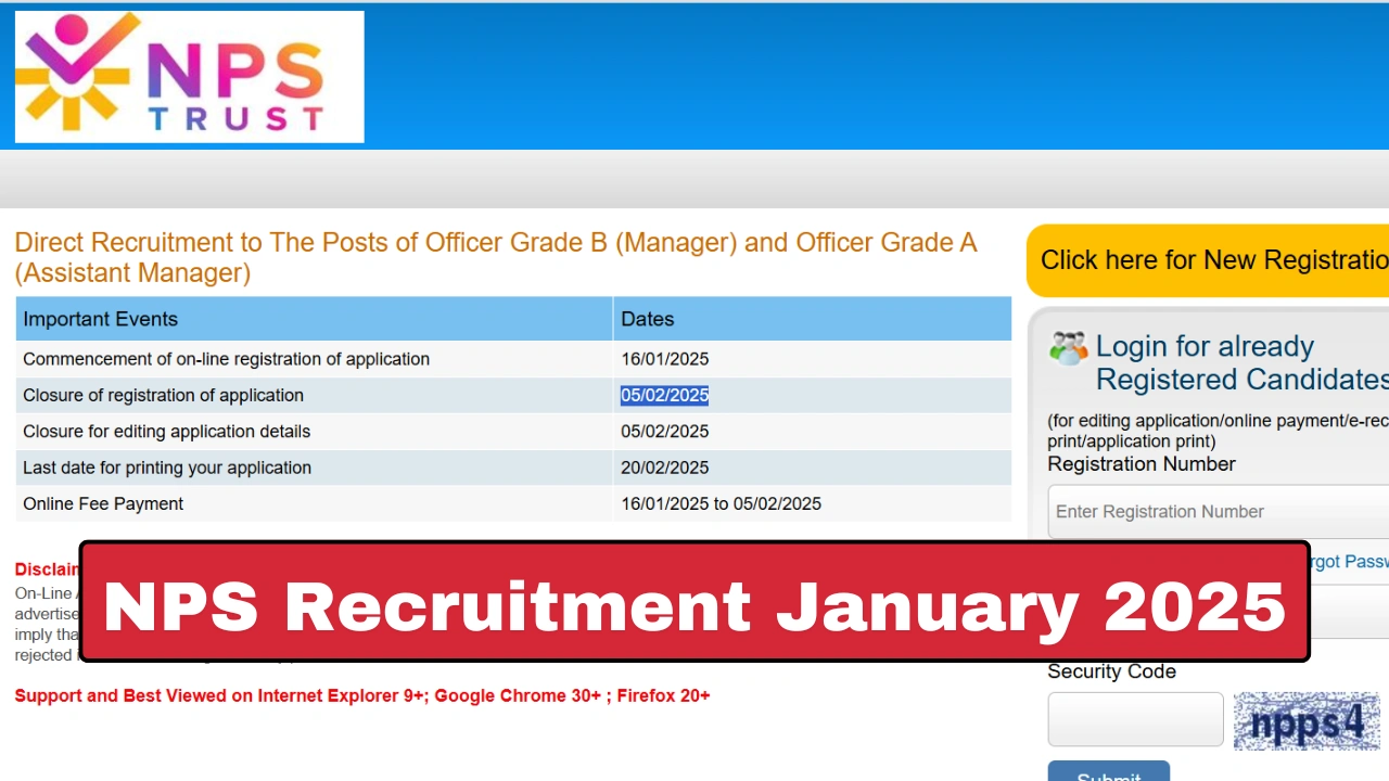 NPS Recruitment January 2025 High-Paying Manager & Assistant Jobs